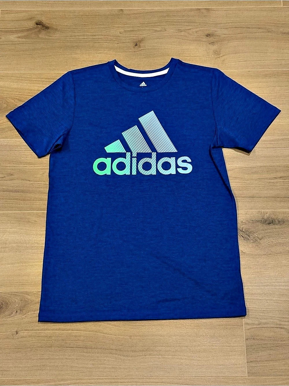adidas Boys Size 14/16 Blue Athletic Tee Like New